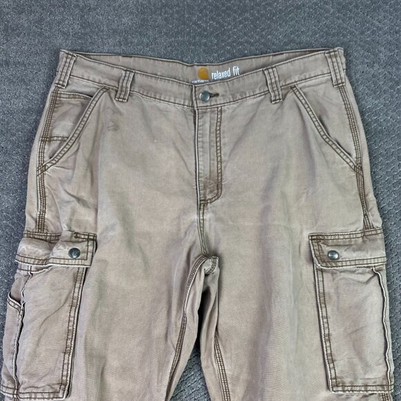 Carhartt Relaxed Fit Cargo Pants Men's 38 x 32 Fits 38 x 30.5 Beige 100272 908 - Picture 3 of 14